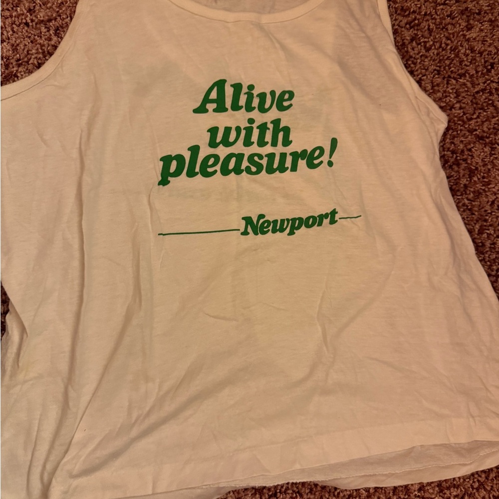 Newport White Tee with Green Label